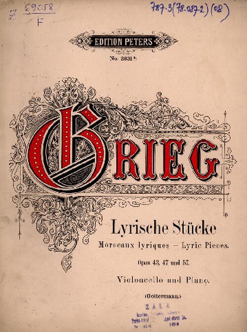 Grieg (arr Goltermann) Lyric Pieces For Cello & Piano