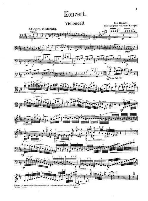 Haydn Cello Concerto In D Hobvii2 Cello Solo