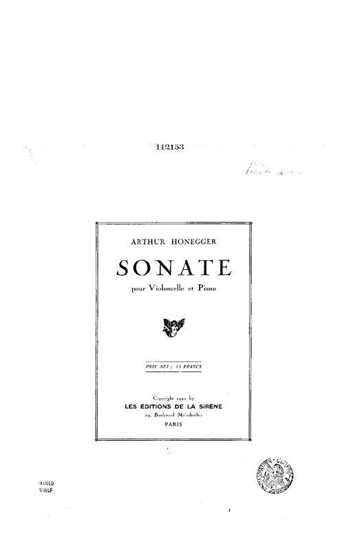 Honegger Cello Sonata