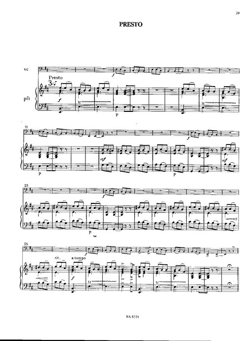Janacek Presto For Cello & Piano