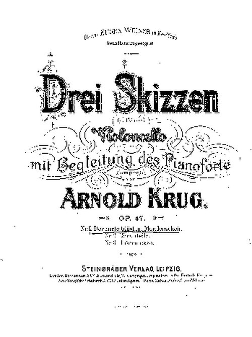 Krug 3 Sketches For Cello Op47 No1 2 3 Piano Score