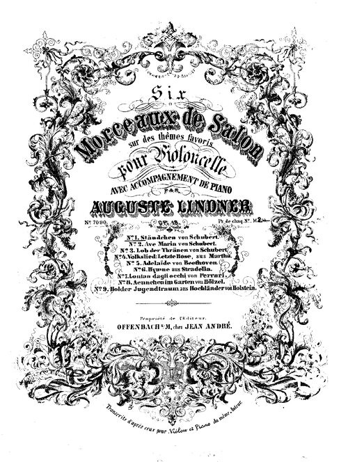 Lindner Morceaux De Salon No 1 Standchen Op18 Cello Piano