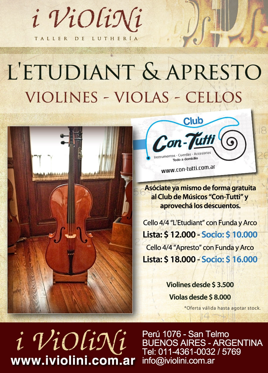 Cellos – Violas – Violines – L’Etudiant y Apresto