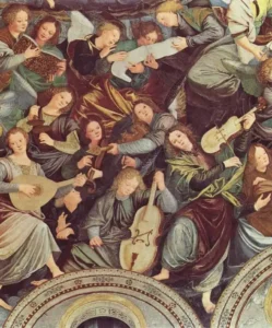 Detalle del fresco Concierto de los Ángeles, de Gaudenzio Ferrari