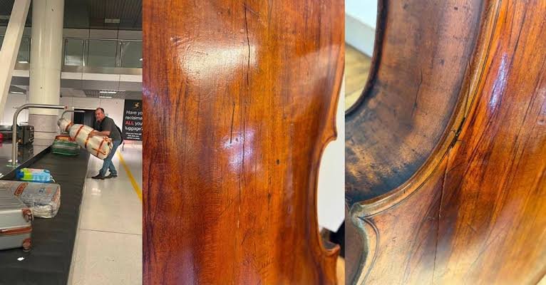 Un vuelo, dos aerolíneas y un violonchelo de 200 años hecho pedazos